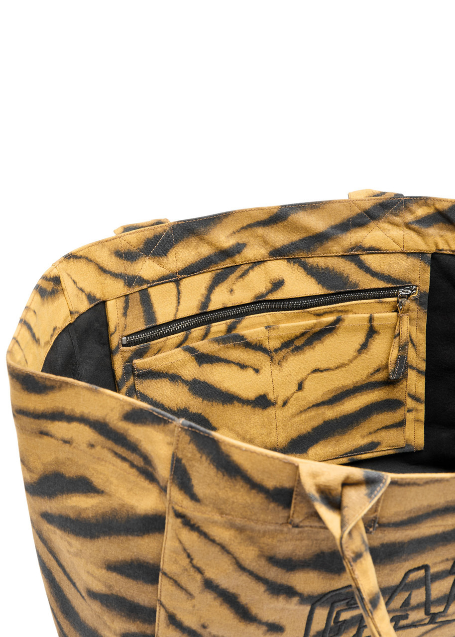 Ganni Zebra Print Xxl Shopper Canvas Tote bag - 4