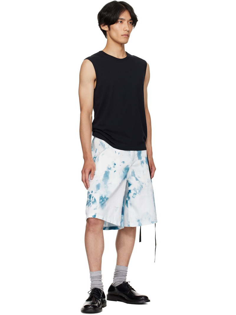 Alexander McQueen White & Blue Bleach Print Shorts outlook