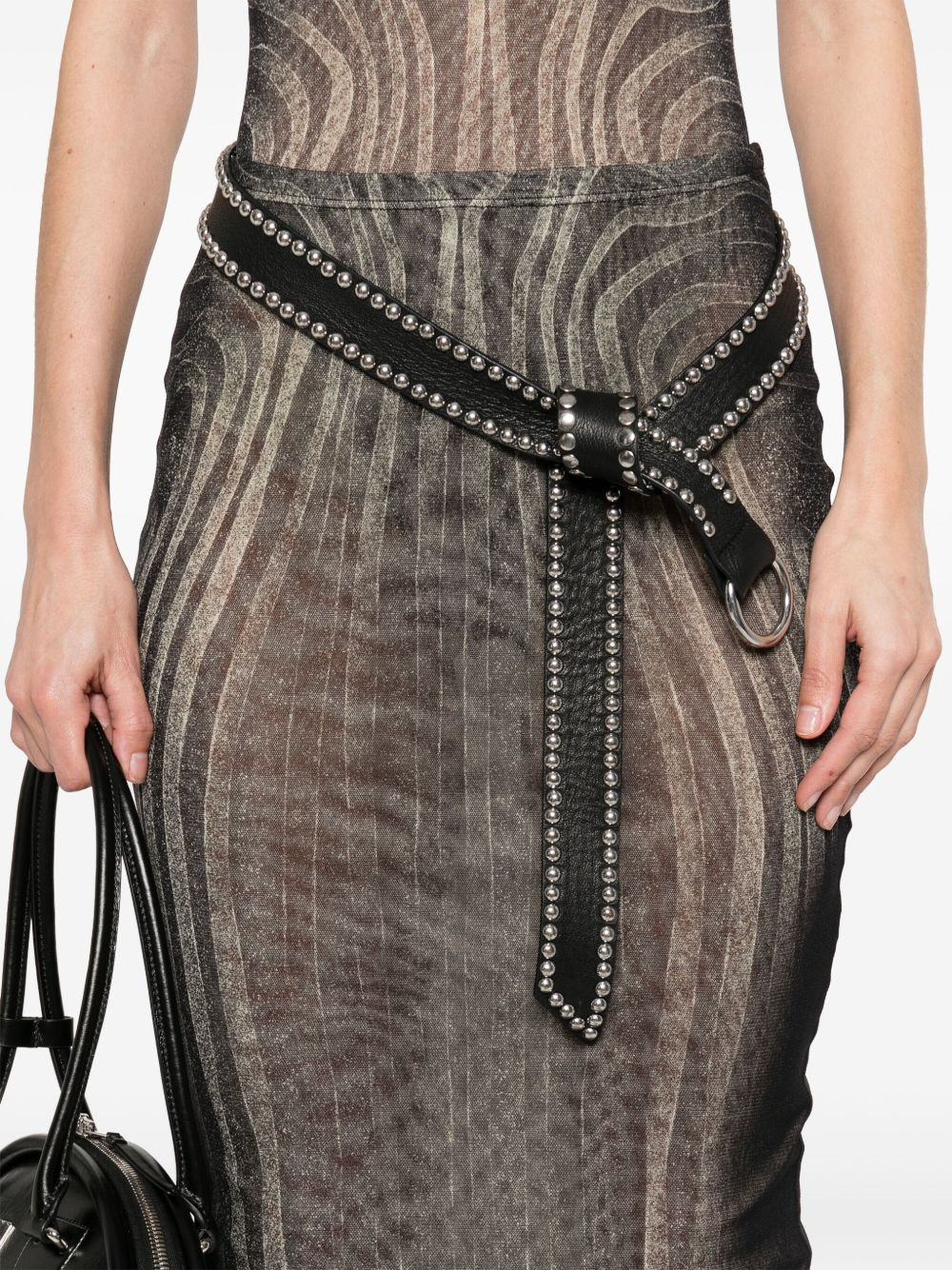 Jean Paul Gaultier Women Spiral Printed Mesh Long Skirt - 4