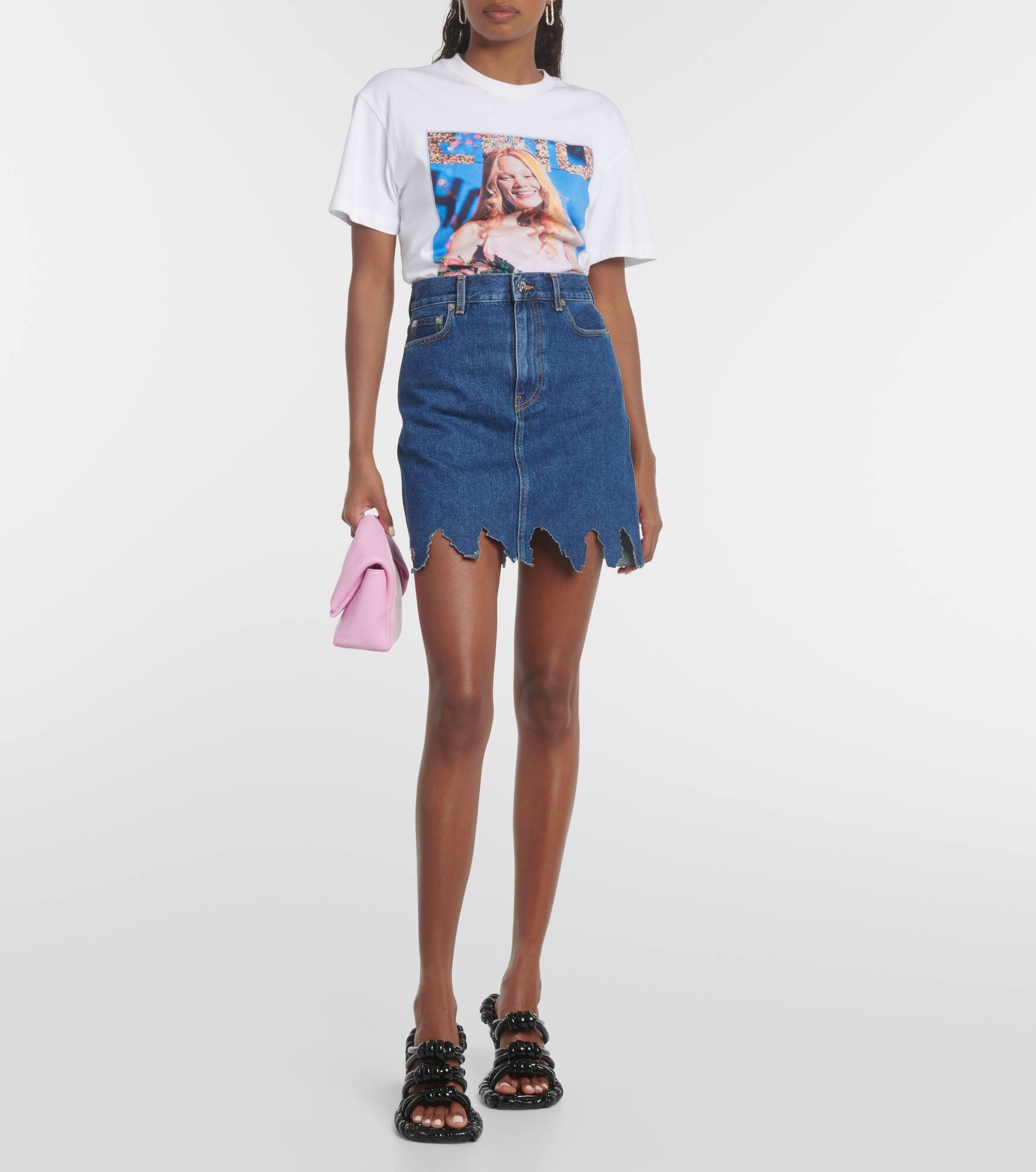 Distressed denim miniskirt - 2