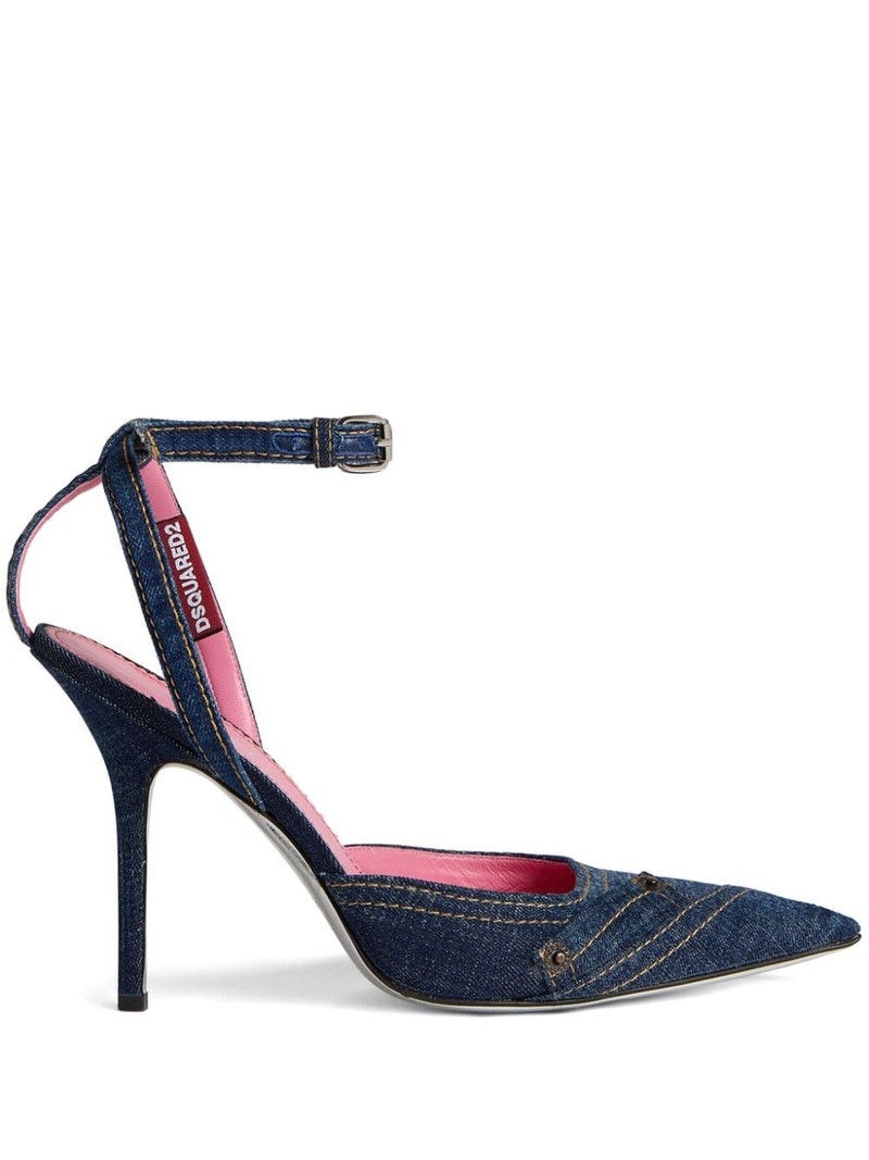100mm pointed-toe denim pumps 1