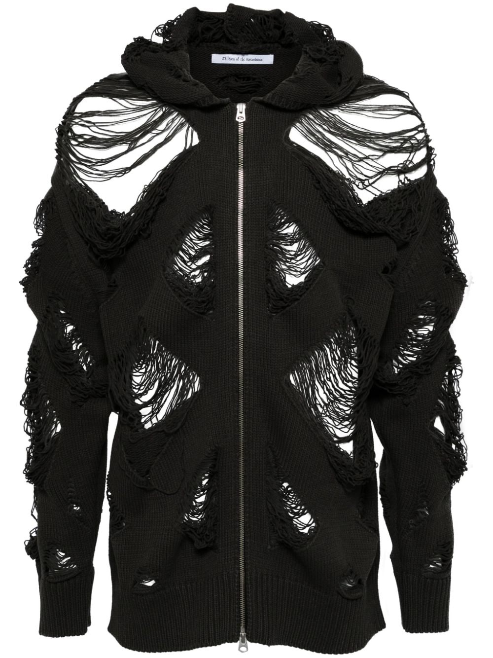 distressed zip-up hoodie - 1