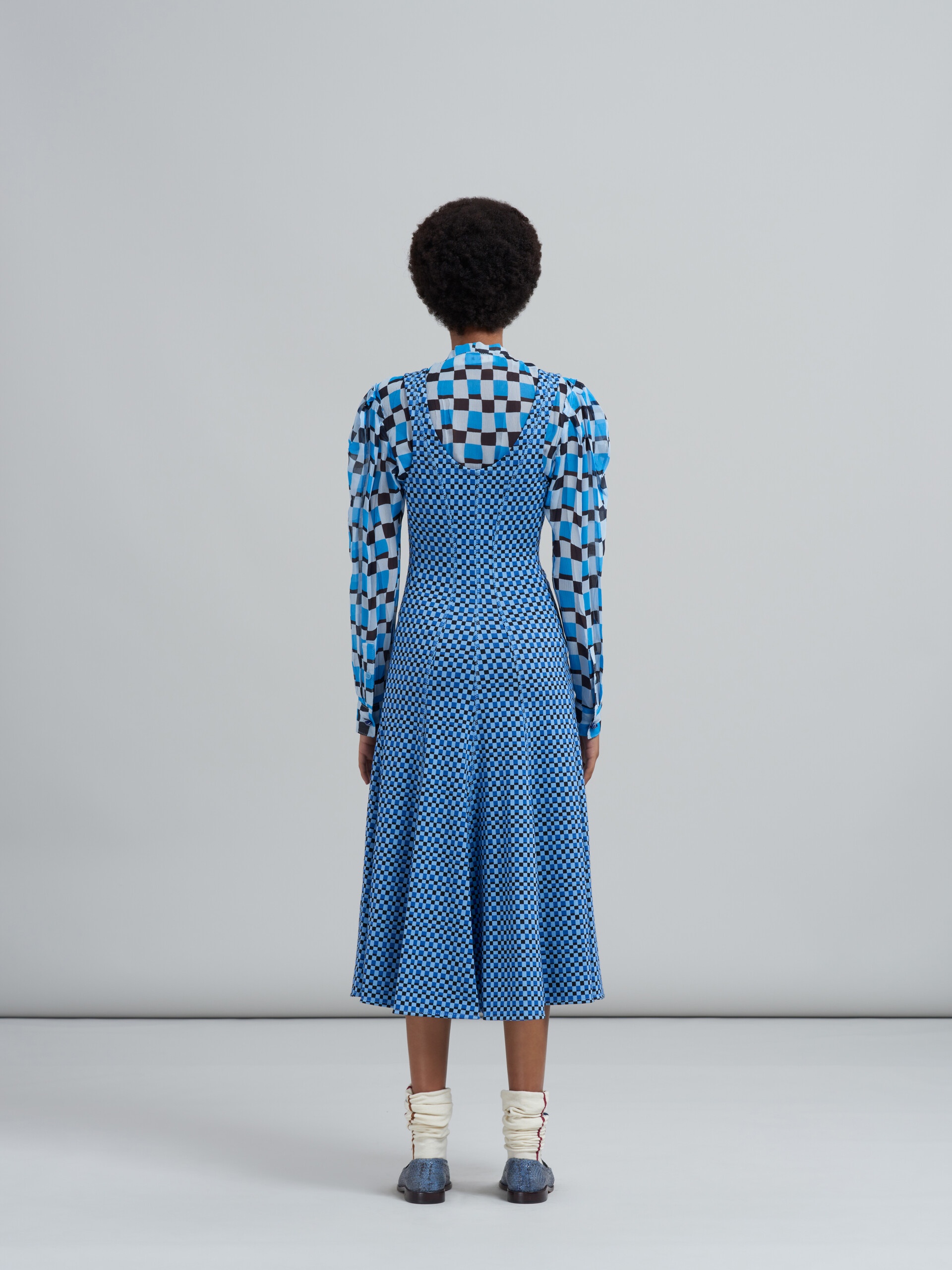 CHECK JACQUARD JERSEY DRESS - 3