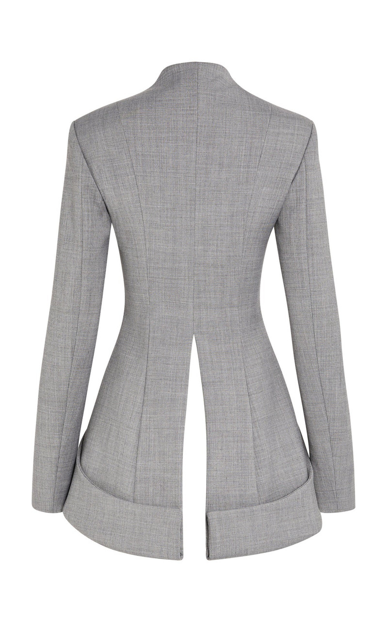 ROUND NECK JACKET WITH COLLAR AT HEM MID GREY 3