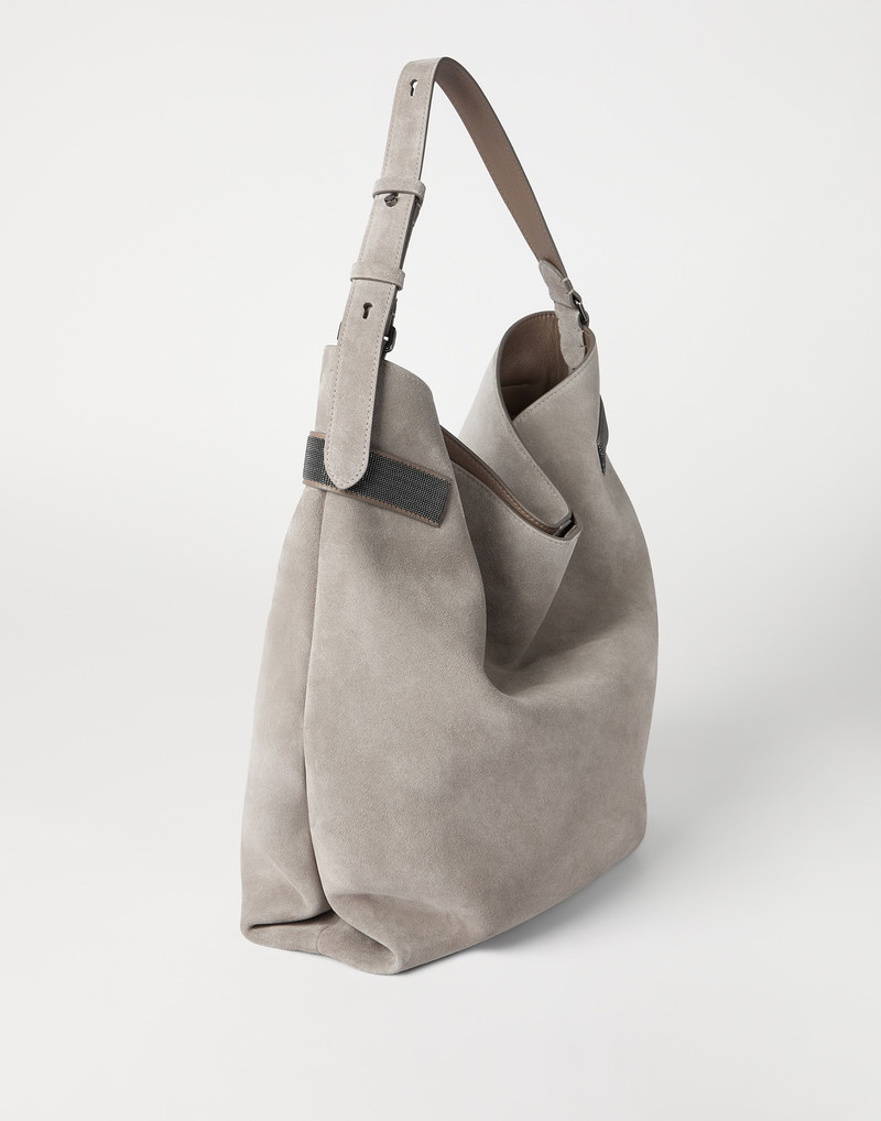 Essence hobo bag in suede with precious bands 3