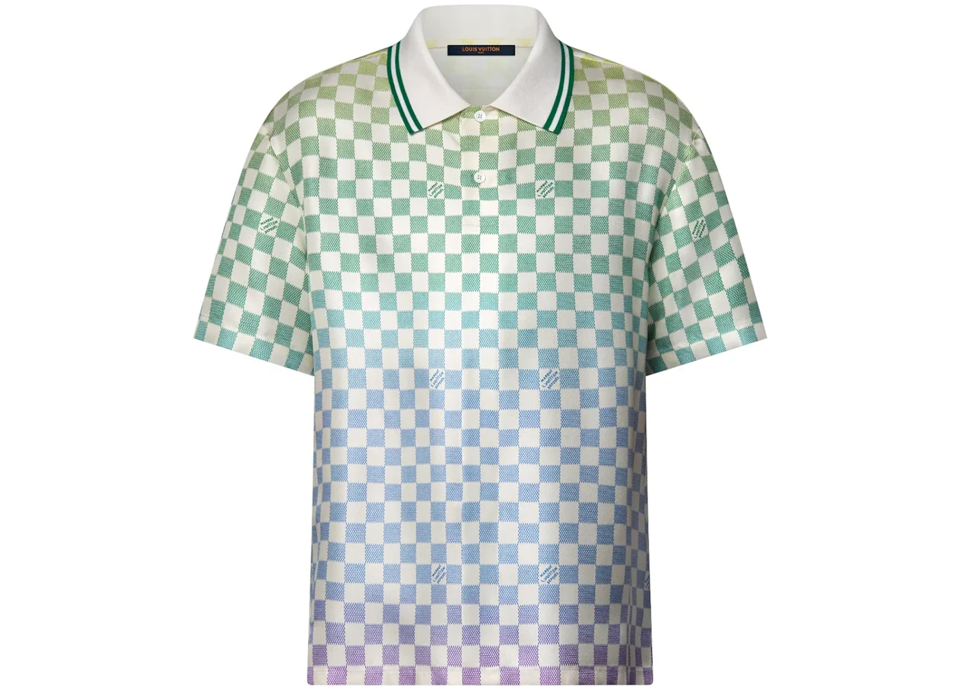 Louis Vuitton Damier Gradient Printed Silk Polo Shirt Multicolor - 1