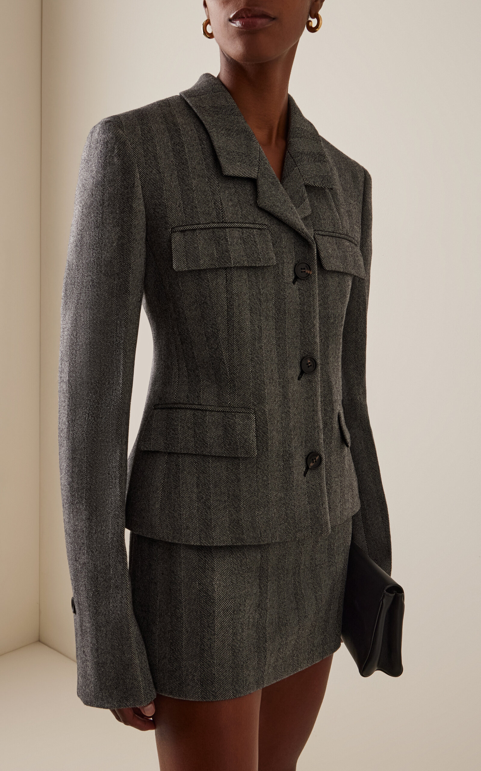 Herringbone Stretch-Wool Blazer stripe - 2