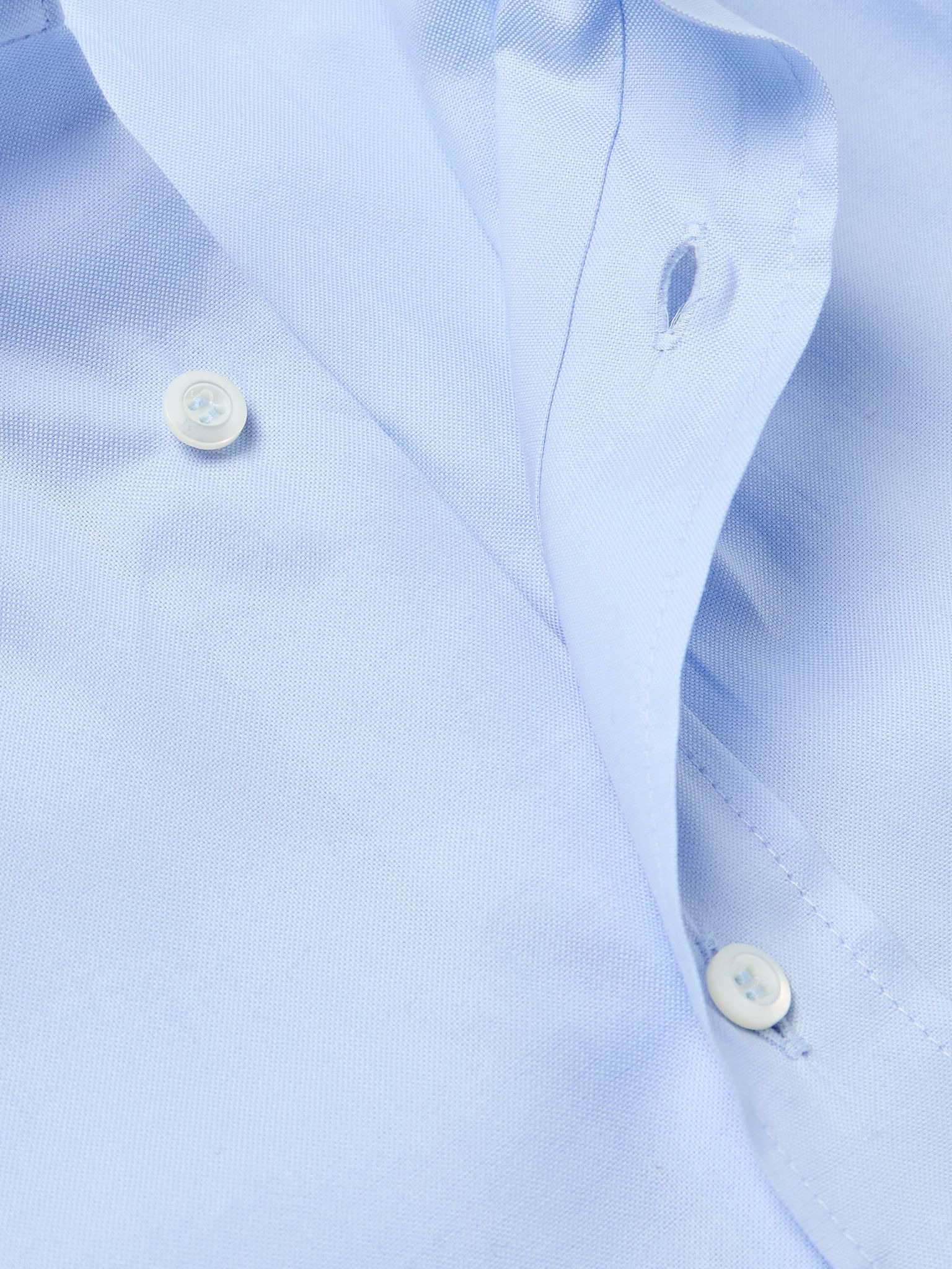 Slim-Fit Button-Down Collar Cotton Oxford Shirt Blue - 5