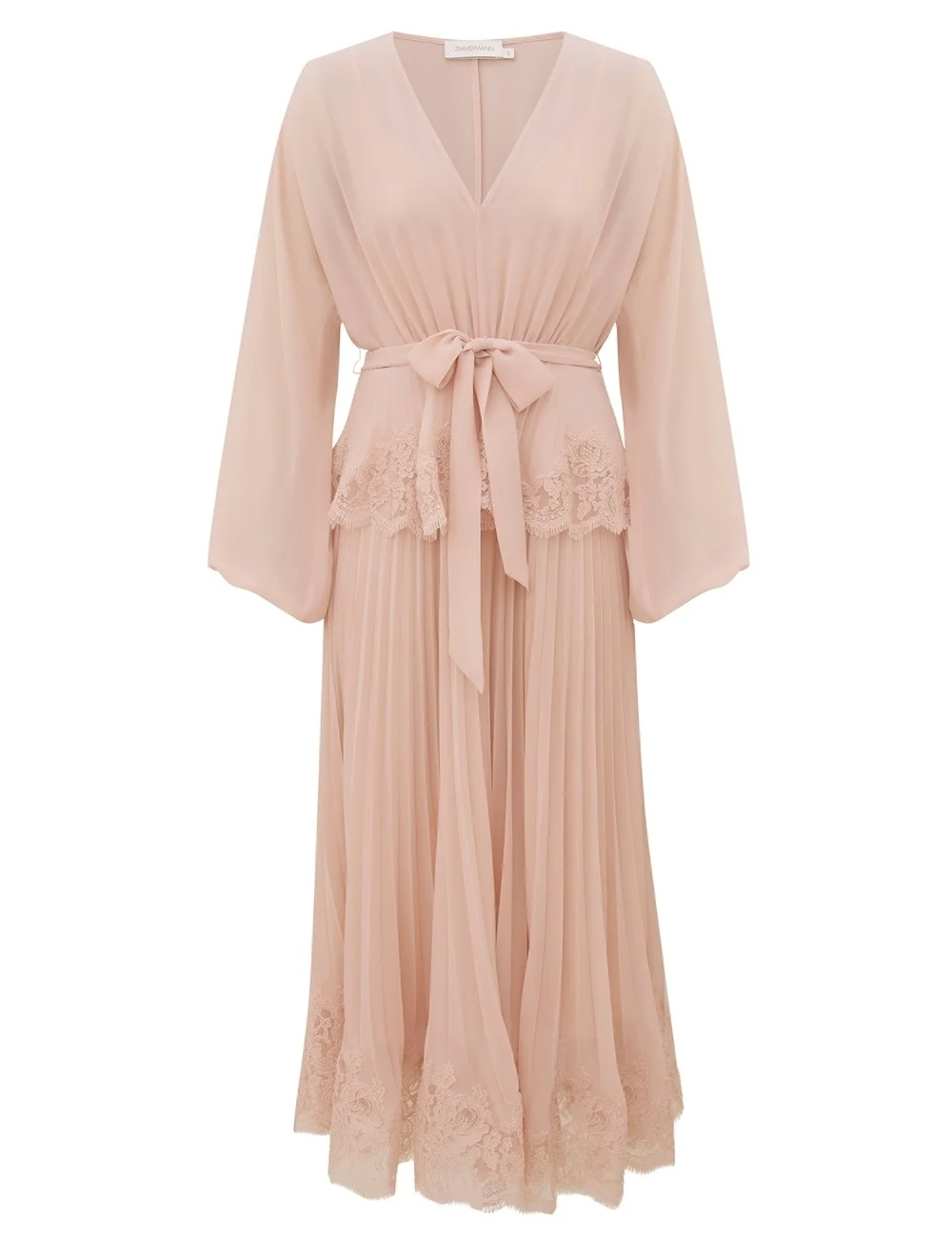 PLEATED LACE MIDI DRESS - 1