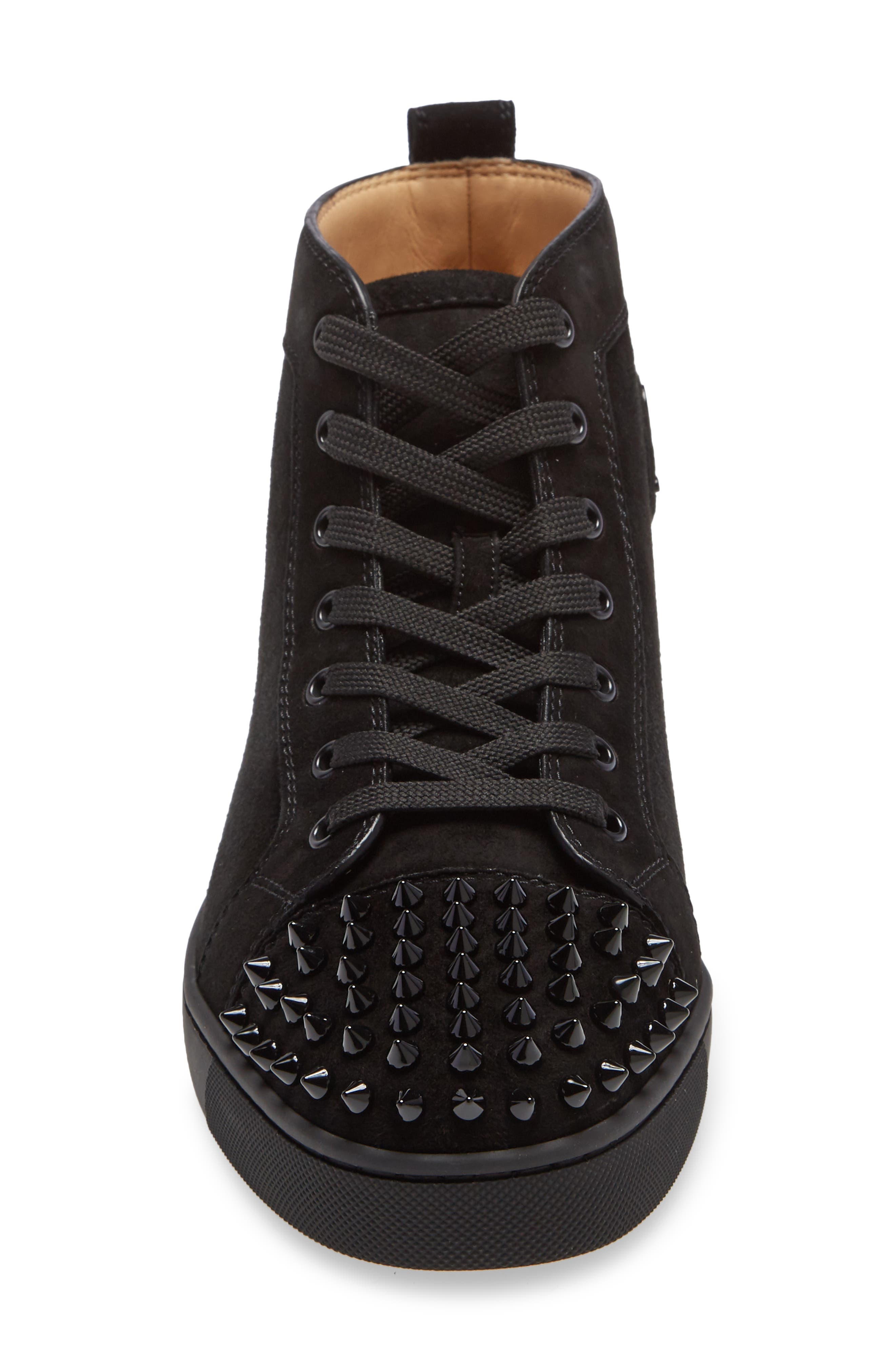 Christian Louboutin Lou Spikes High Top Sneaker in B049 Black/black/bk at Nordstrom - 4
