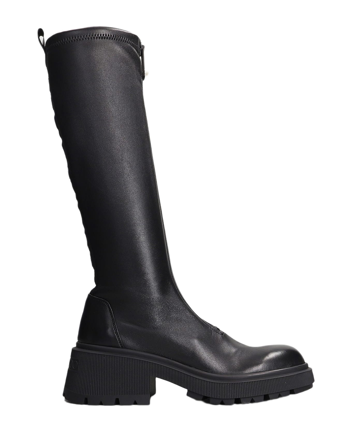 Lune Low Heels Boots In Black Leather - 1