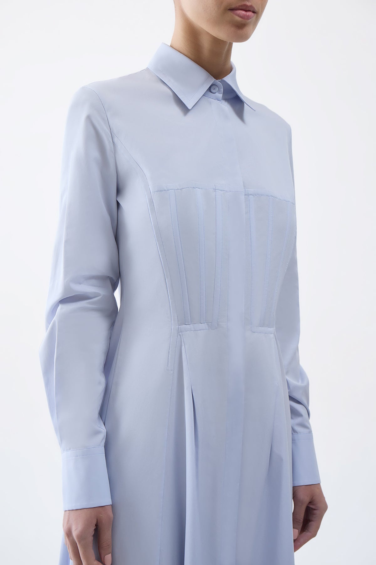 Eugene Dress in Light Blue Cotton - 5