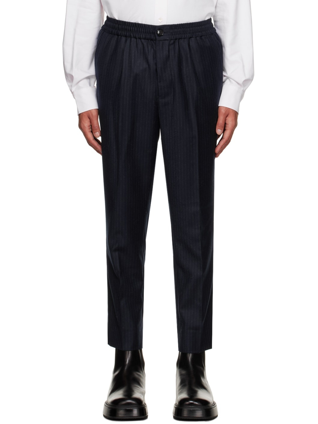 Navy Drawstring Trousers - 1