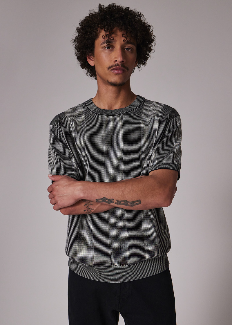 Black Silk-Blend Geo Short-Sleeve Sweater 4