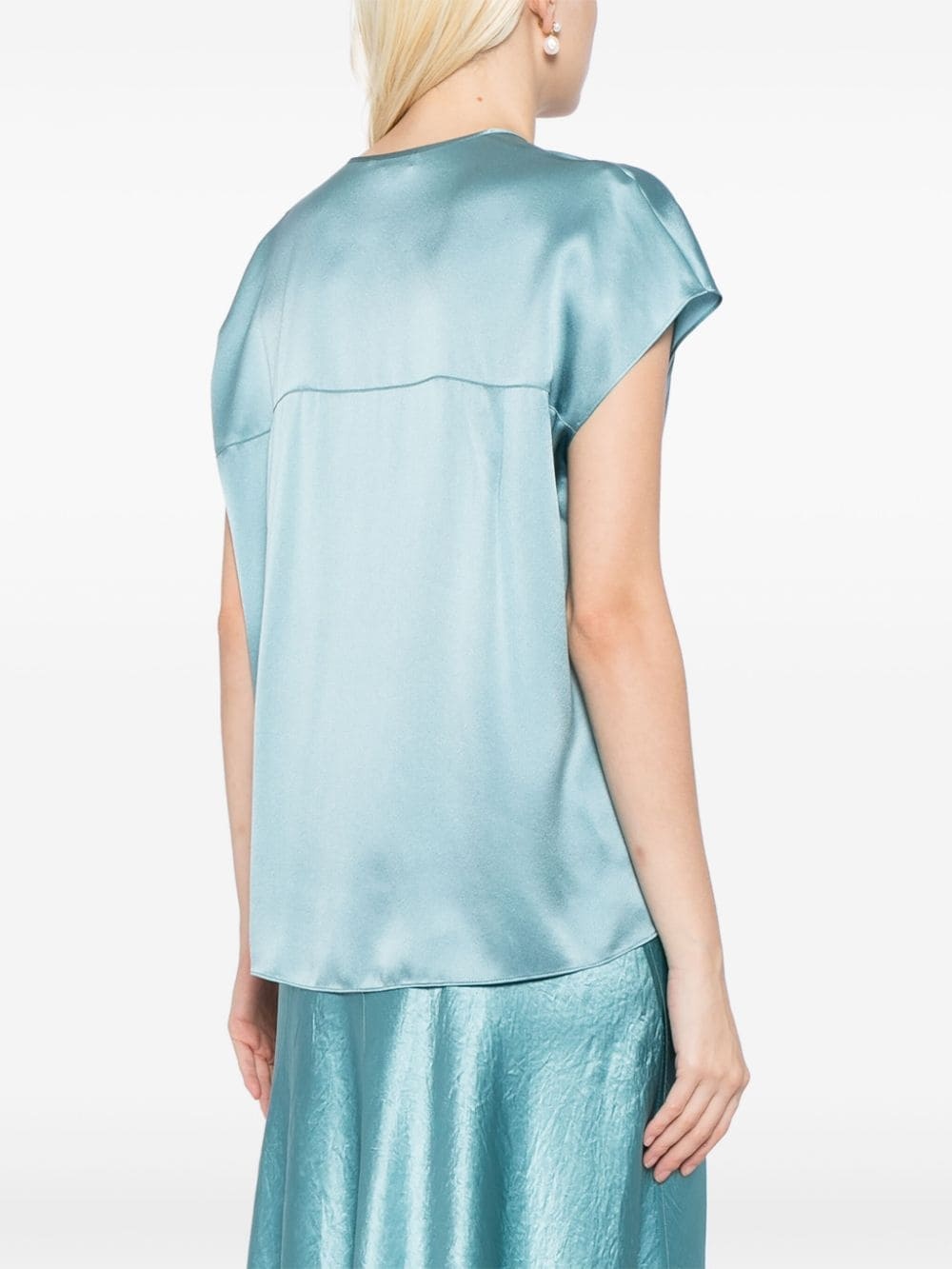 silk cap-sleeve blouse - 4