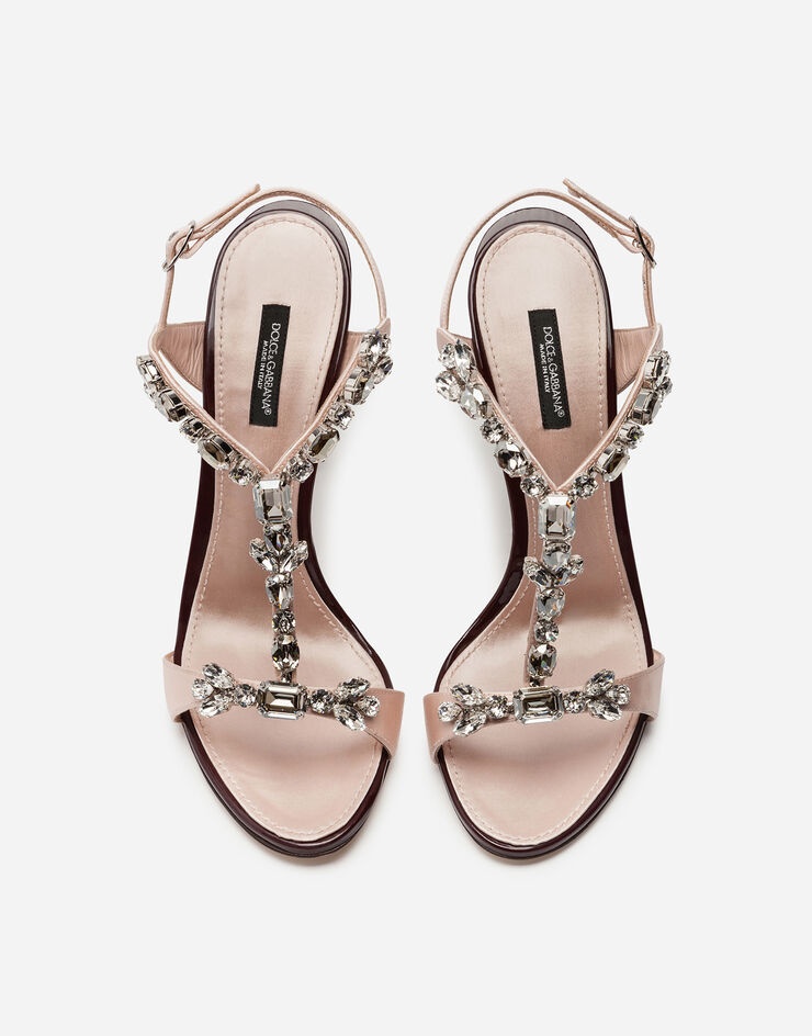 Satin and patent leather sandals with bejeweled detail - 4