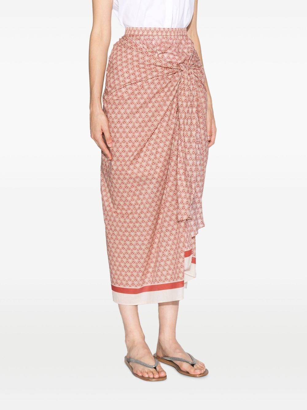 geometric-print knotted skirt - 3