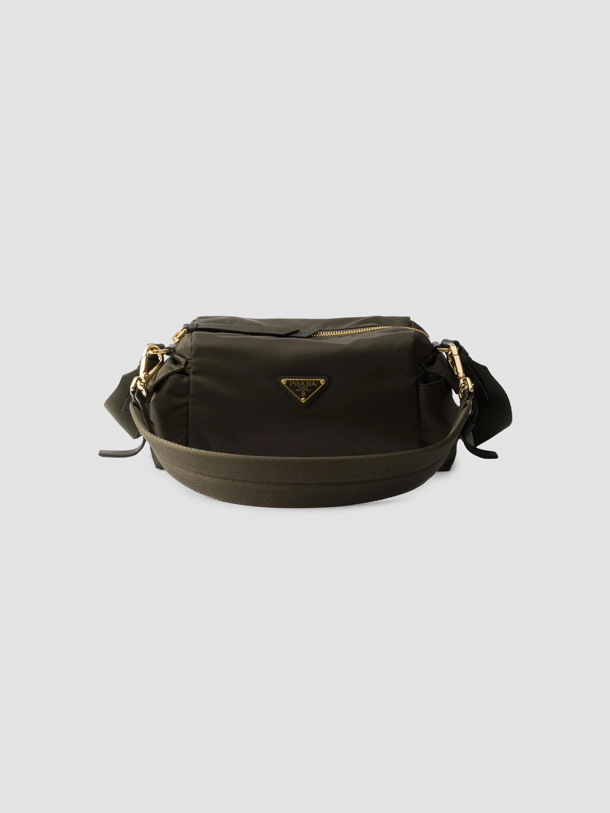 Women's Explore Small Re-Nylon and Leather Shoulder Bag - Green - 1