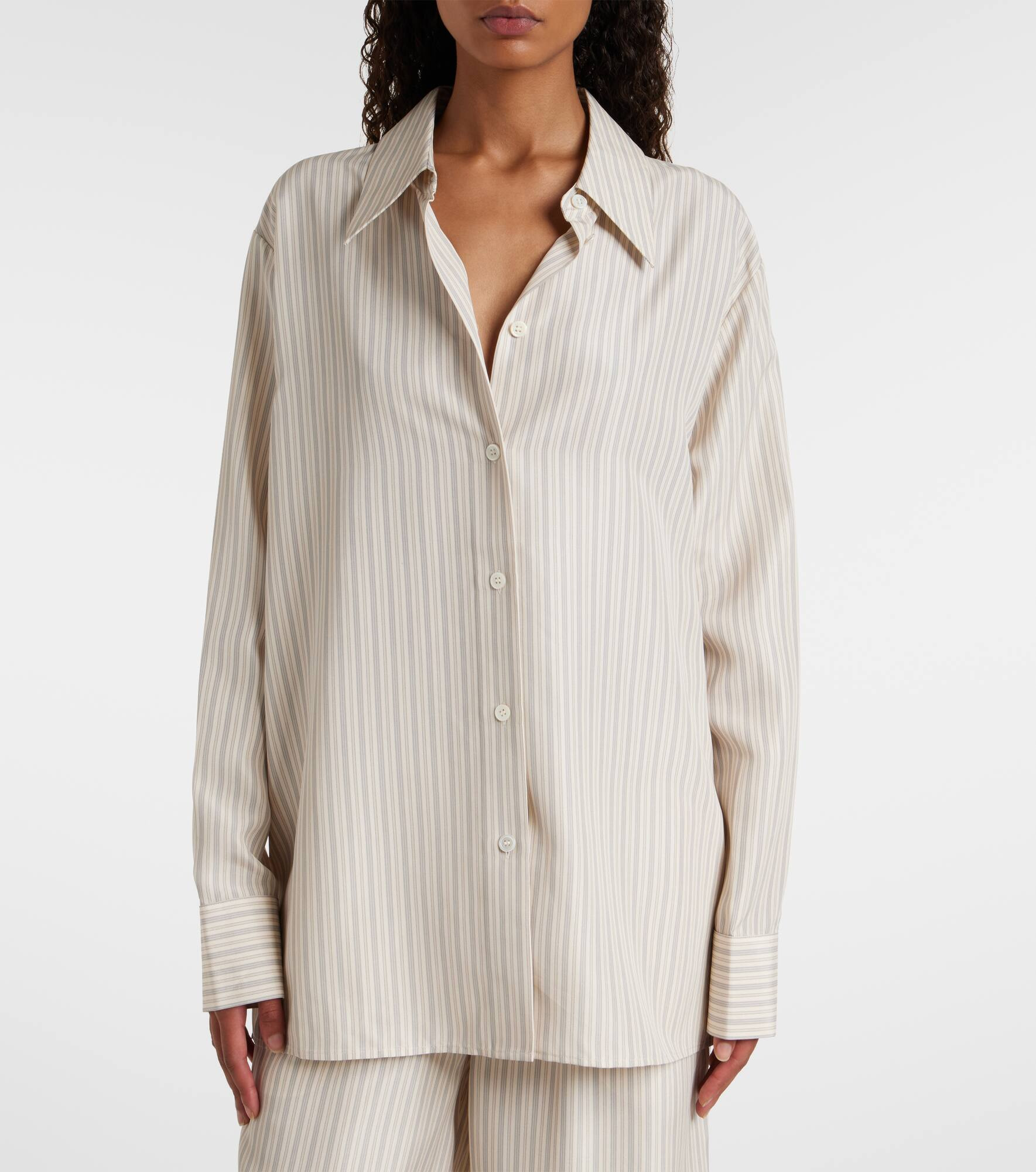 Oversized striped silk shirt - 6