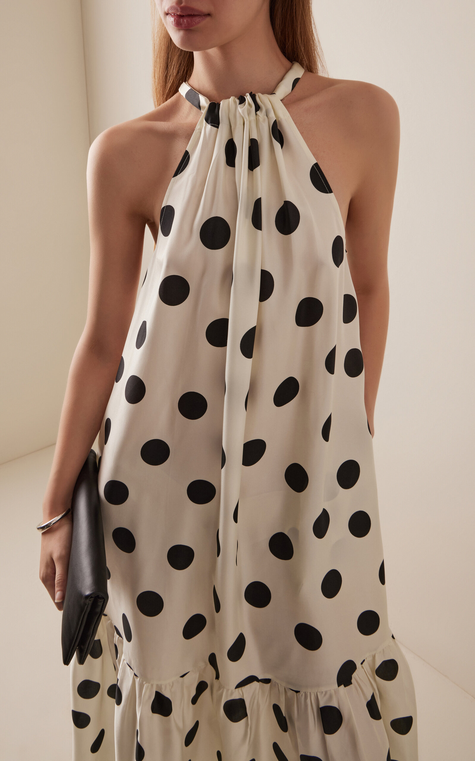Exclusive Riviera Ibiza Polka-Dot Silk-Twill Maxi Dress black/white - 3