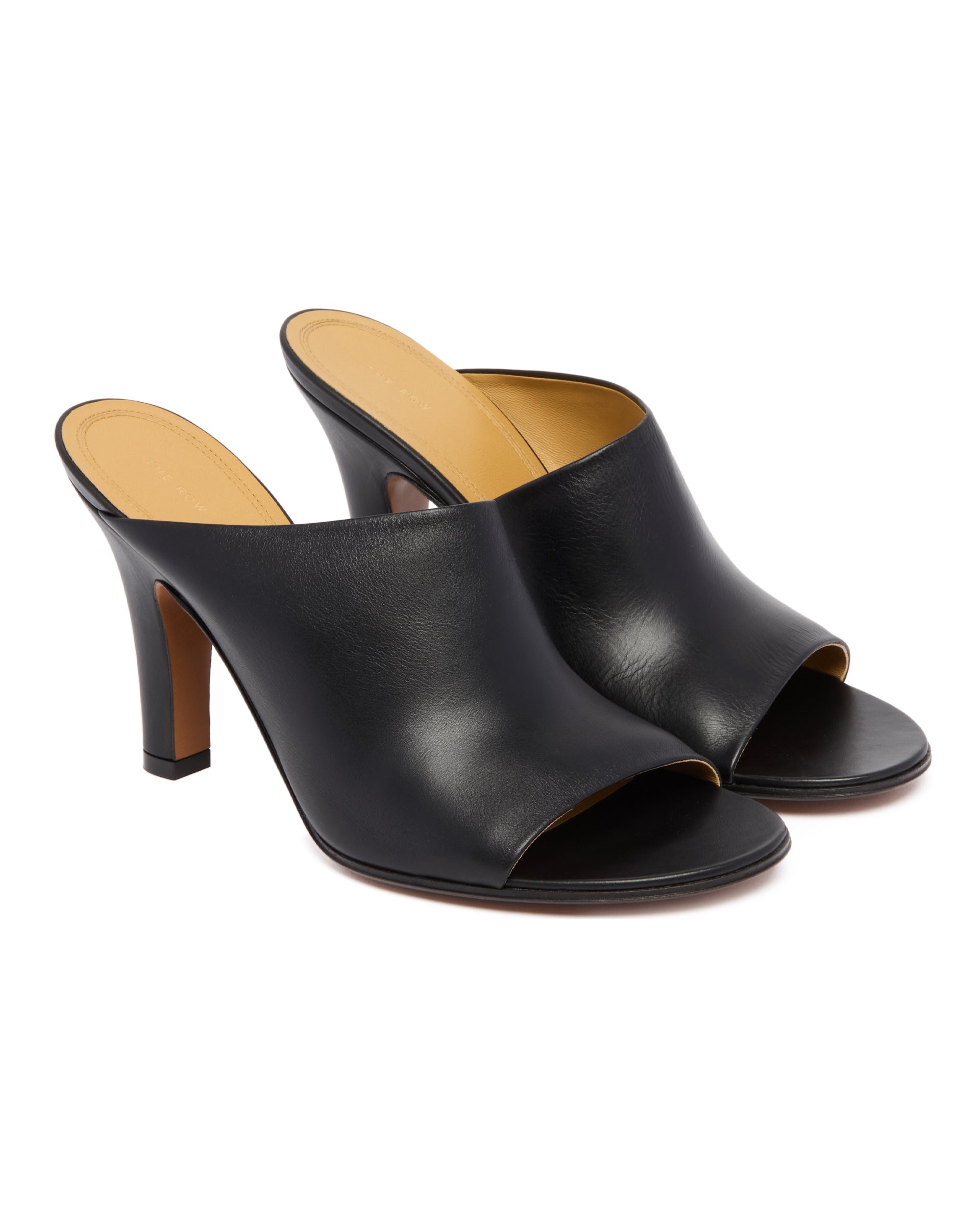 Black Leather Mules - 3