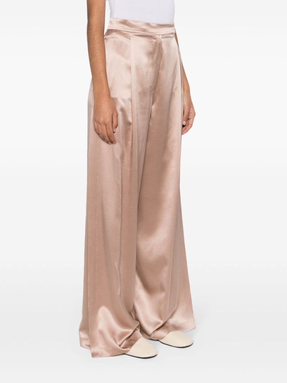 Max Mara Women Satin Wide-Leg Silk Trousers - 2