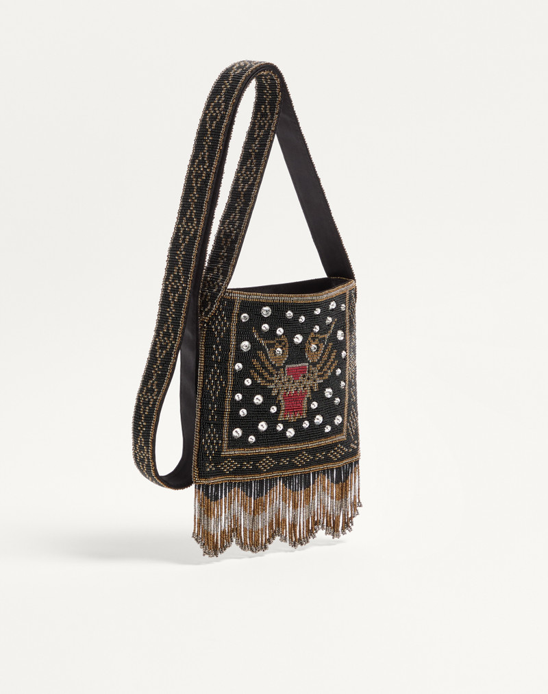 VALENTINO GARAVANI NELLCÔTE SMALL EMBROIDERED SHOULDER BAG WITH FRINGES 3