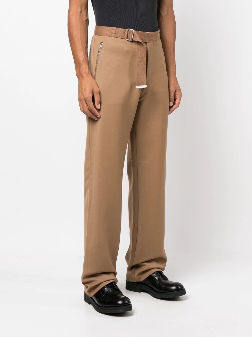 belted straight-leg trousers - 3