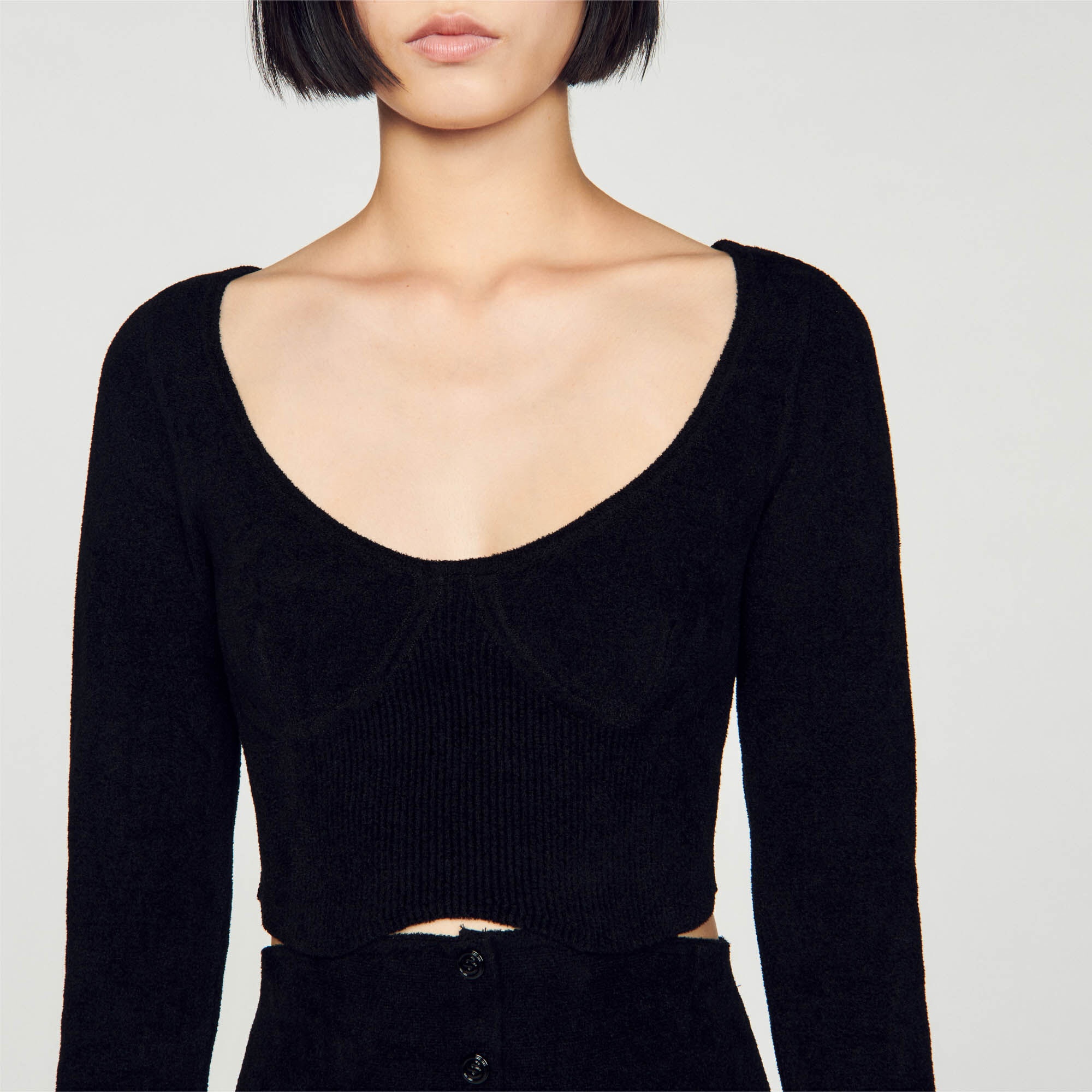 SHORT VELVET KNIT SWEATER - 4