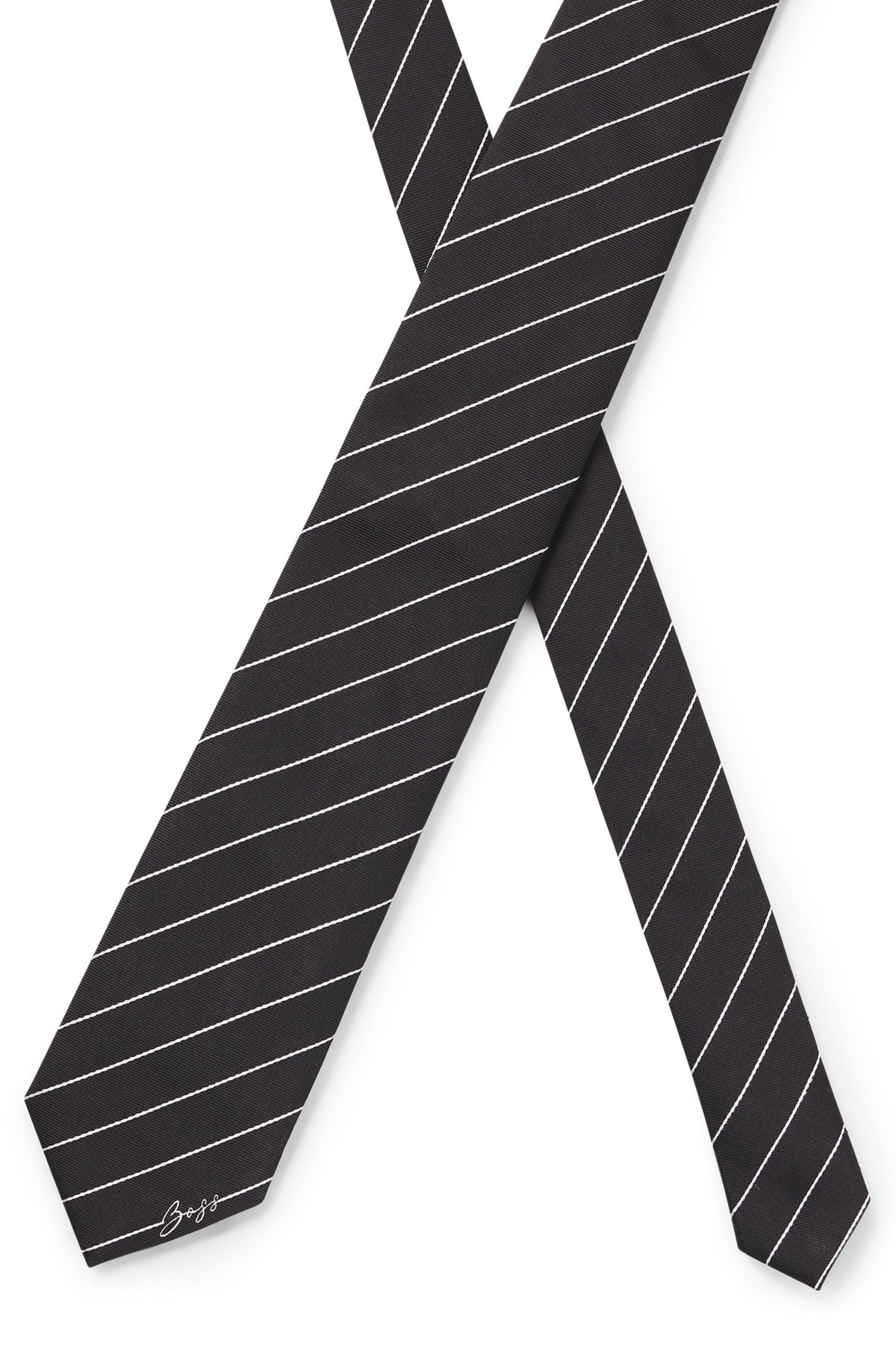 SILK-JACQUARD TIE WITH DIAGONAL STRIPES - 4