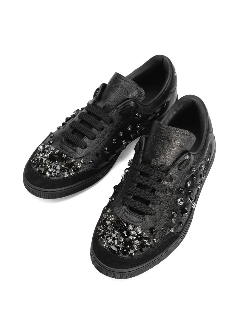 crystal-embellished leather sneakers 4