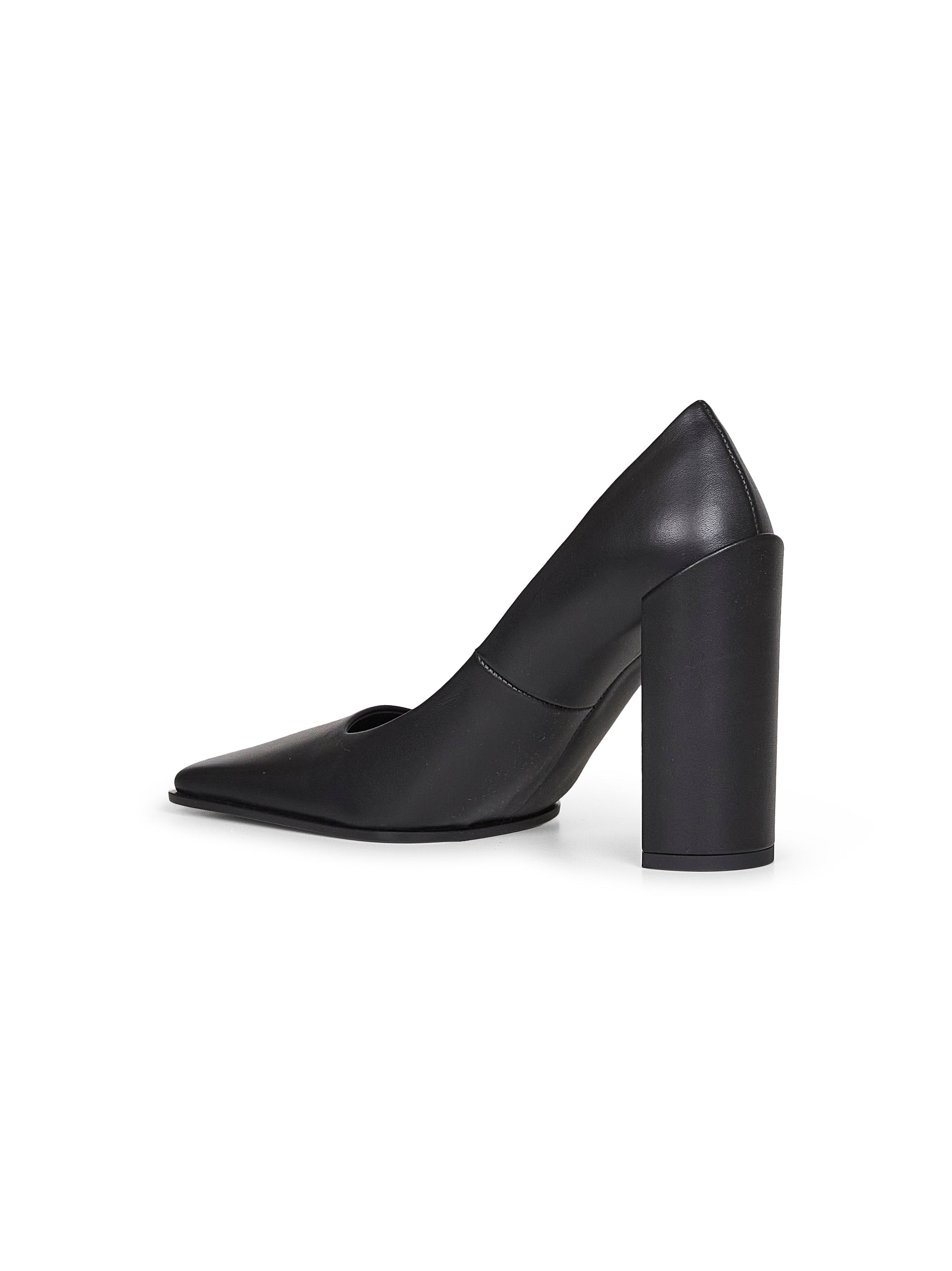 Black leather Square pumps - 3