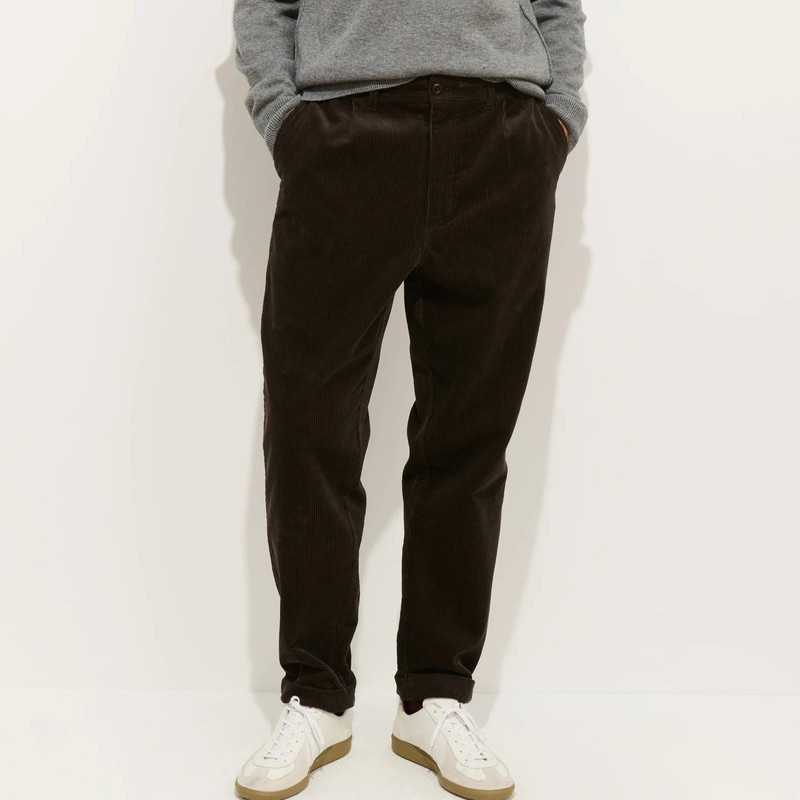 ALEX MILL Corduroy Pleated Pant - Chocolate outlook