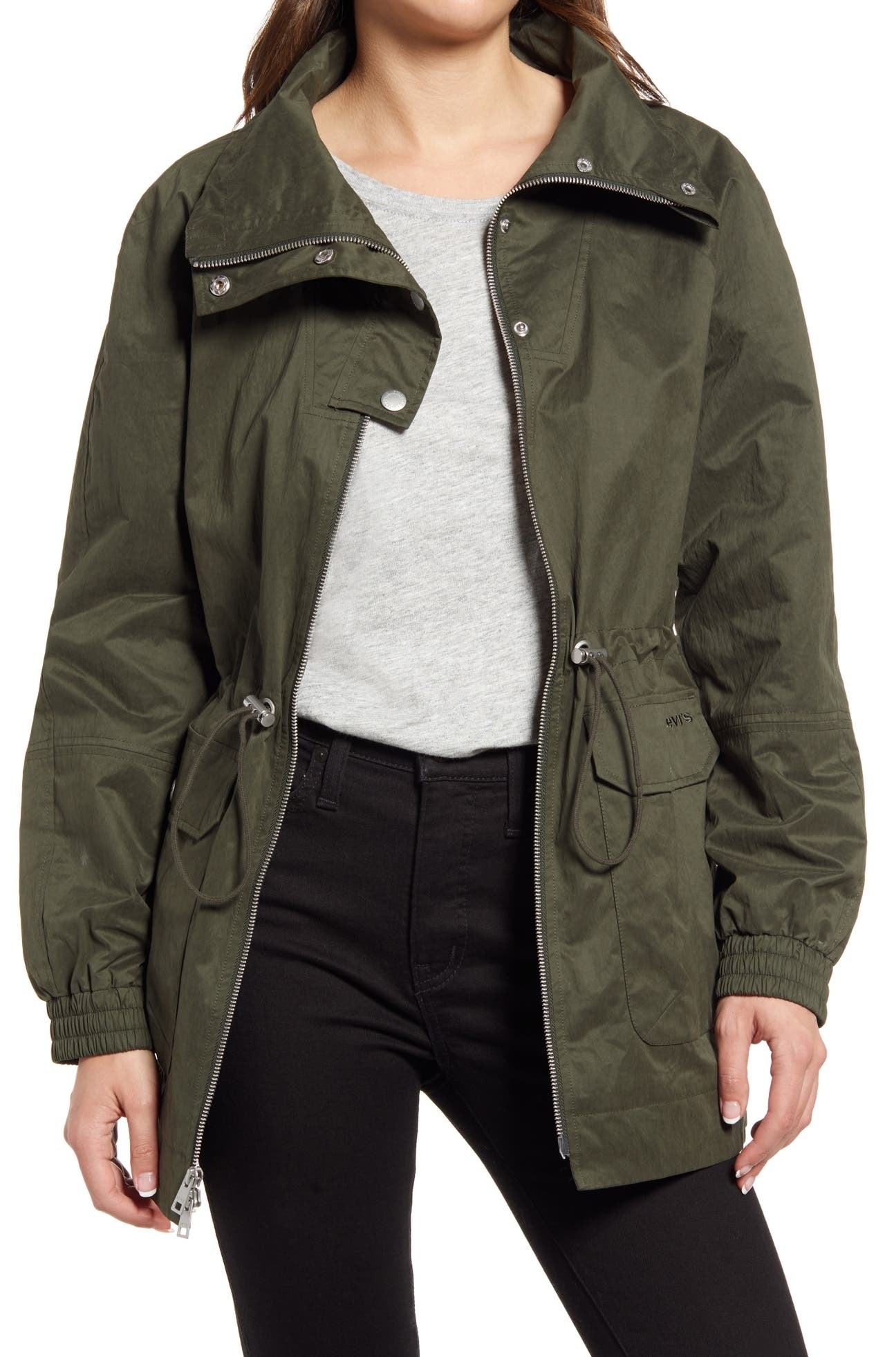 Levi s levi s Women s Cinch Waist Anorak Rain Jacket in Army Green at Nordstrom nordstrom REVERSIBLE