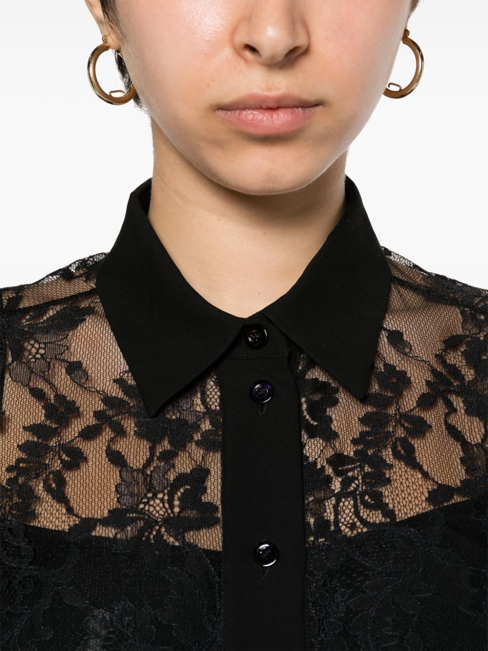 floral-lace button-up shirt - 5