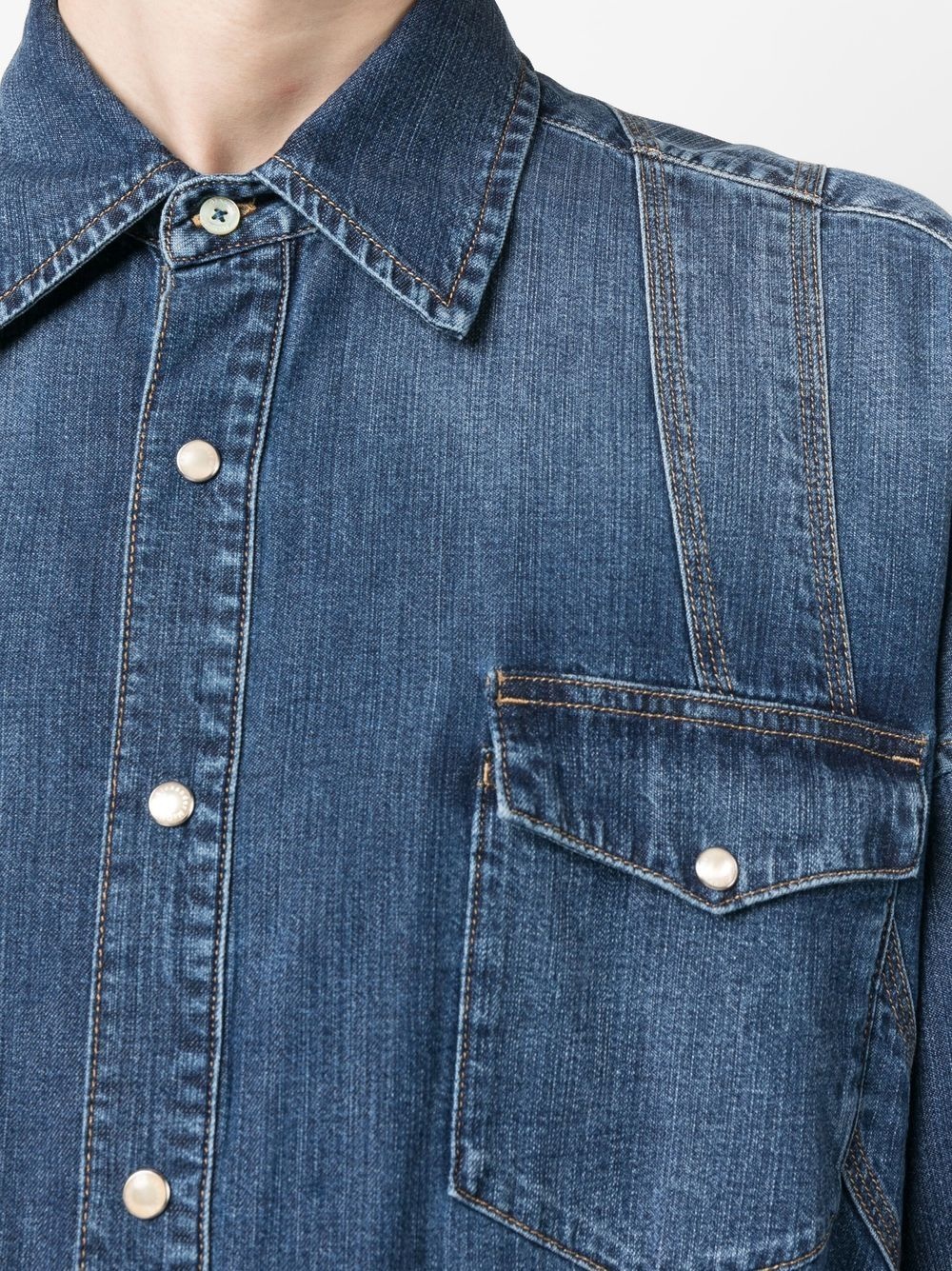 long-sleeved buttoned denim shirt - 5