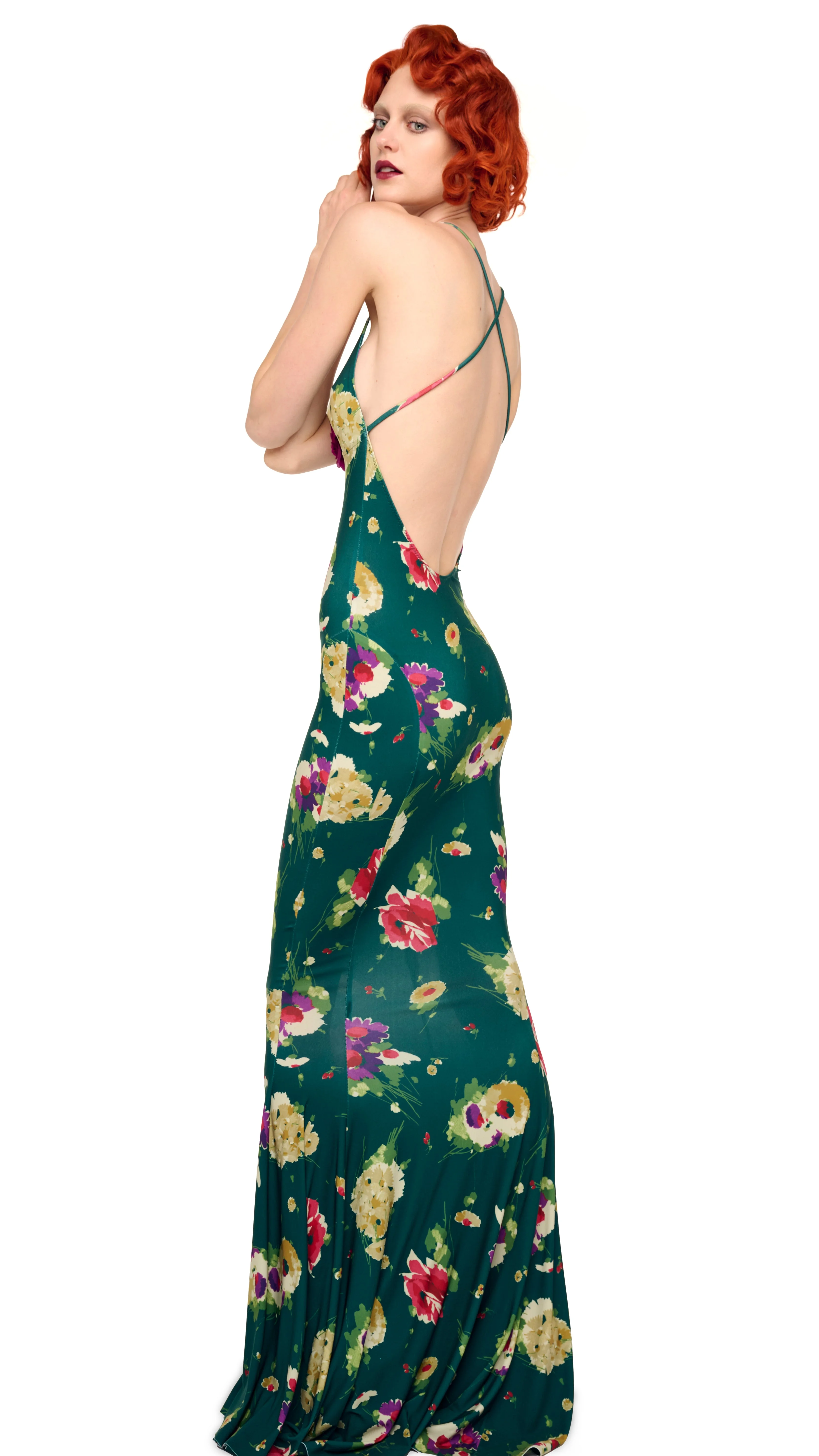 LOW BACK SLIP FISHTAIL GOWN - 1