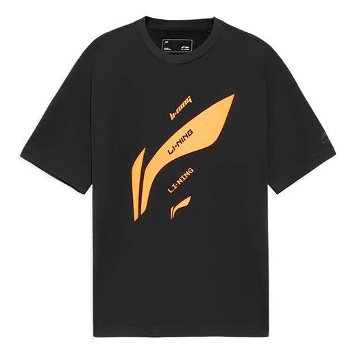 Li-Ning Sports Living Series Logo Printing Sports Round Neck Short Sleeve T-Shirt 'Black' AHSS873-1 - 1