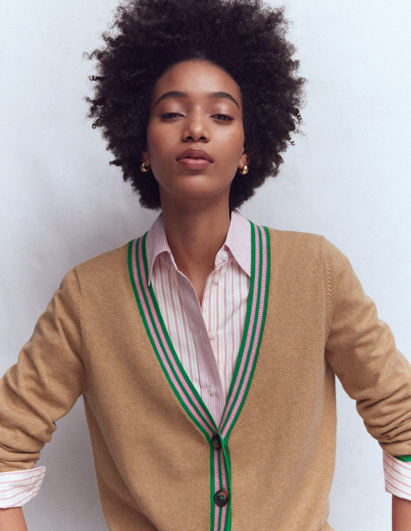 V Neck Longline Cardigan-Camel Melange 6