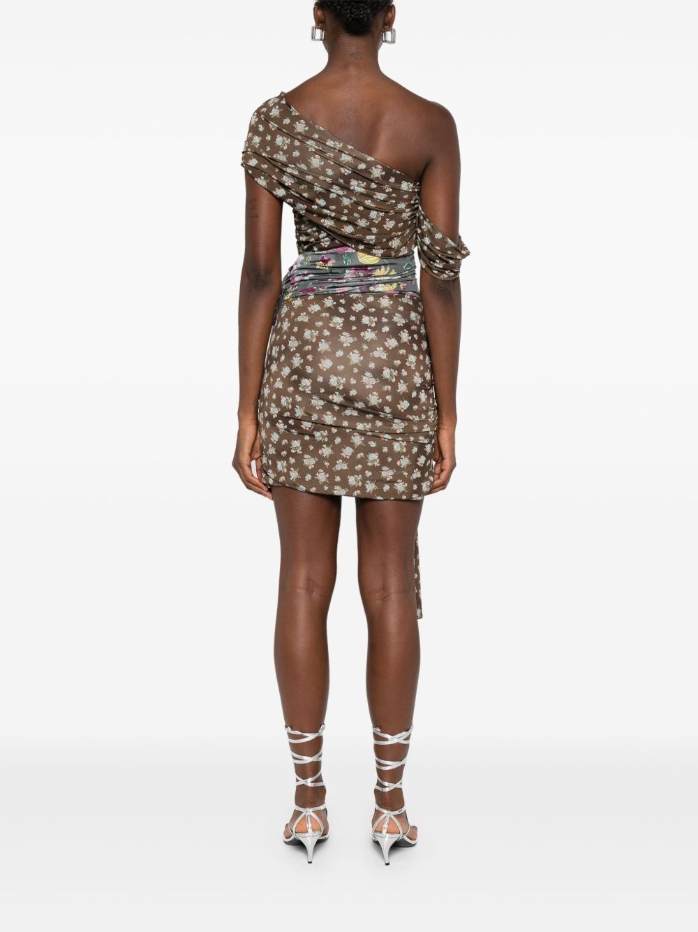 one-shoulder patchwork mini dress - 4