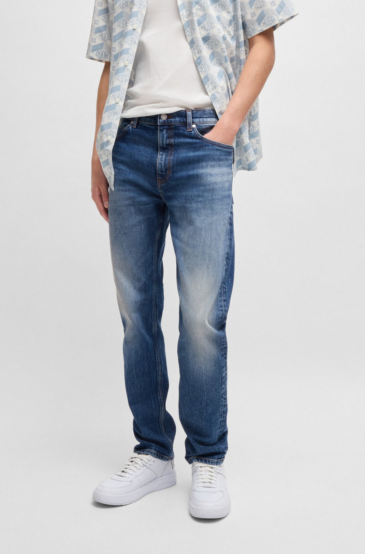 SLIM-FIT JEANS IN DARK-BLUE COMFORT-STRETCH DENIM - 2