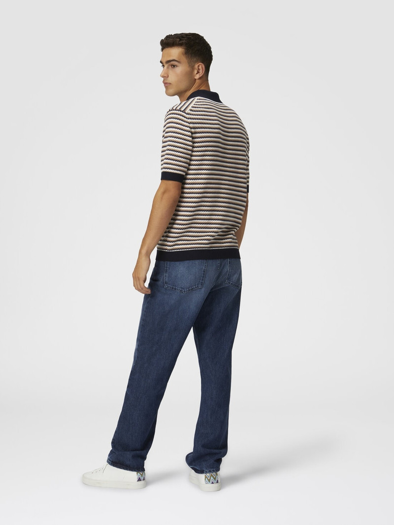Zig zag cotton knit polo shirt 3