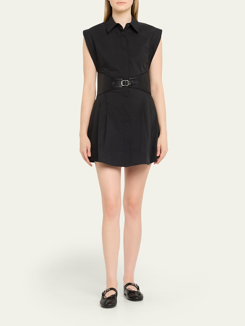 SIMKHAI Adler Sleeveless Belted Mini Shirtdress outlook