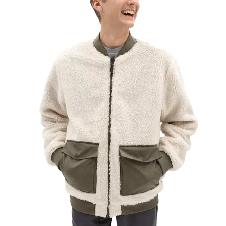 Men's Vans Reversible Lamb's Wool Long Sleeves logo Sports Jacket Military Green VN0A5KLN0CT - 9