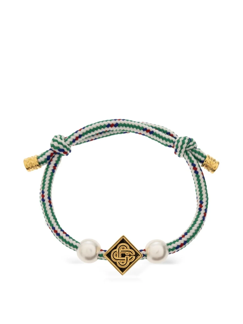 pearl-embellished logo-plaque bracelet - 1