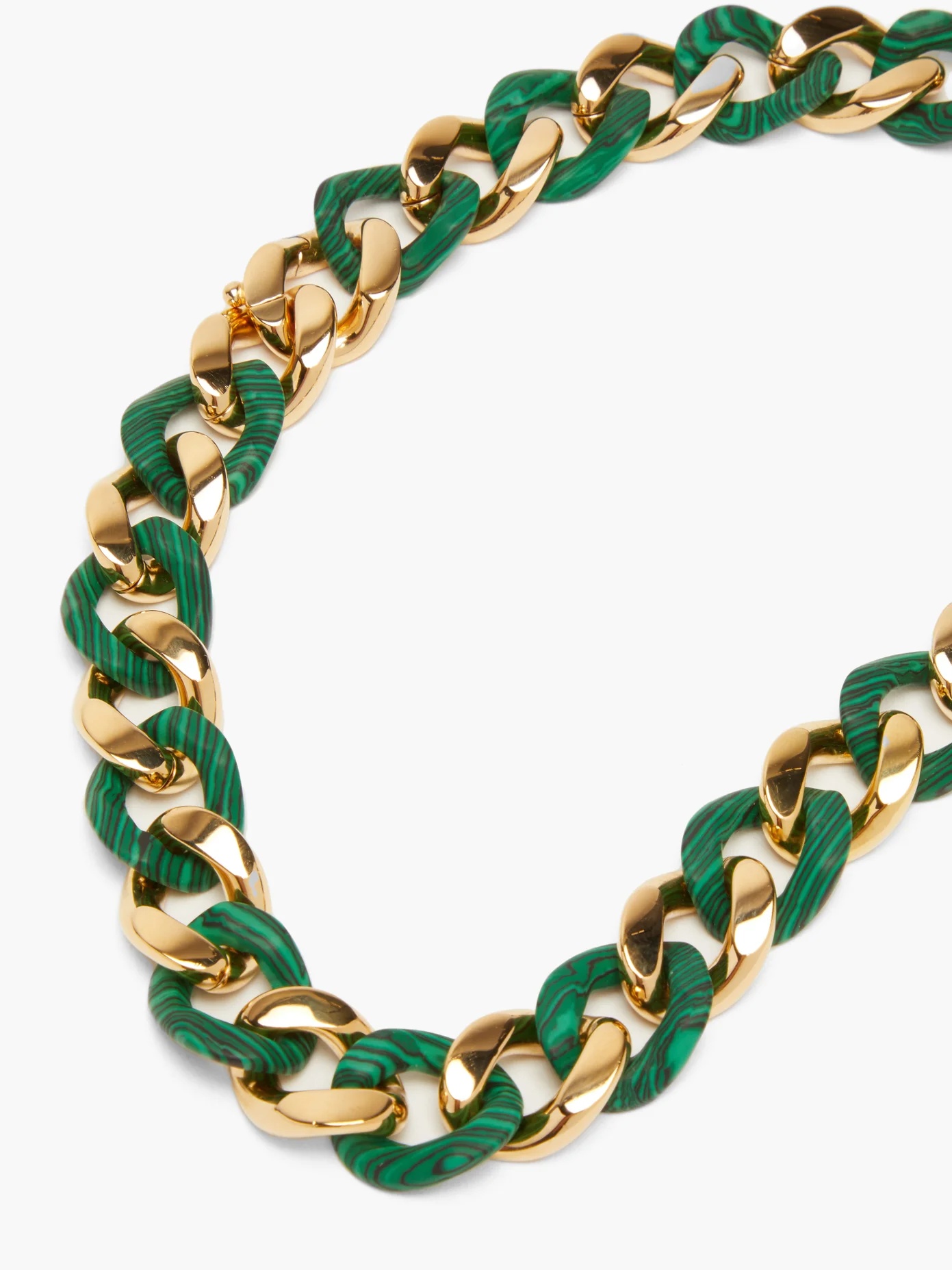 Malachite and 18kt gold-plated chain necklace - 5