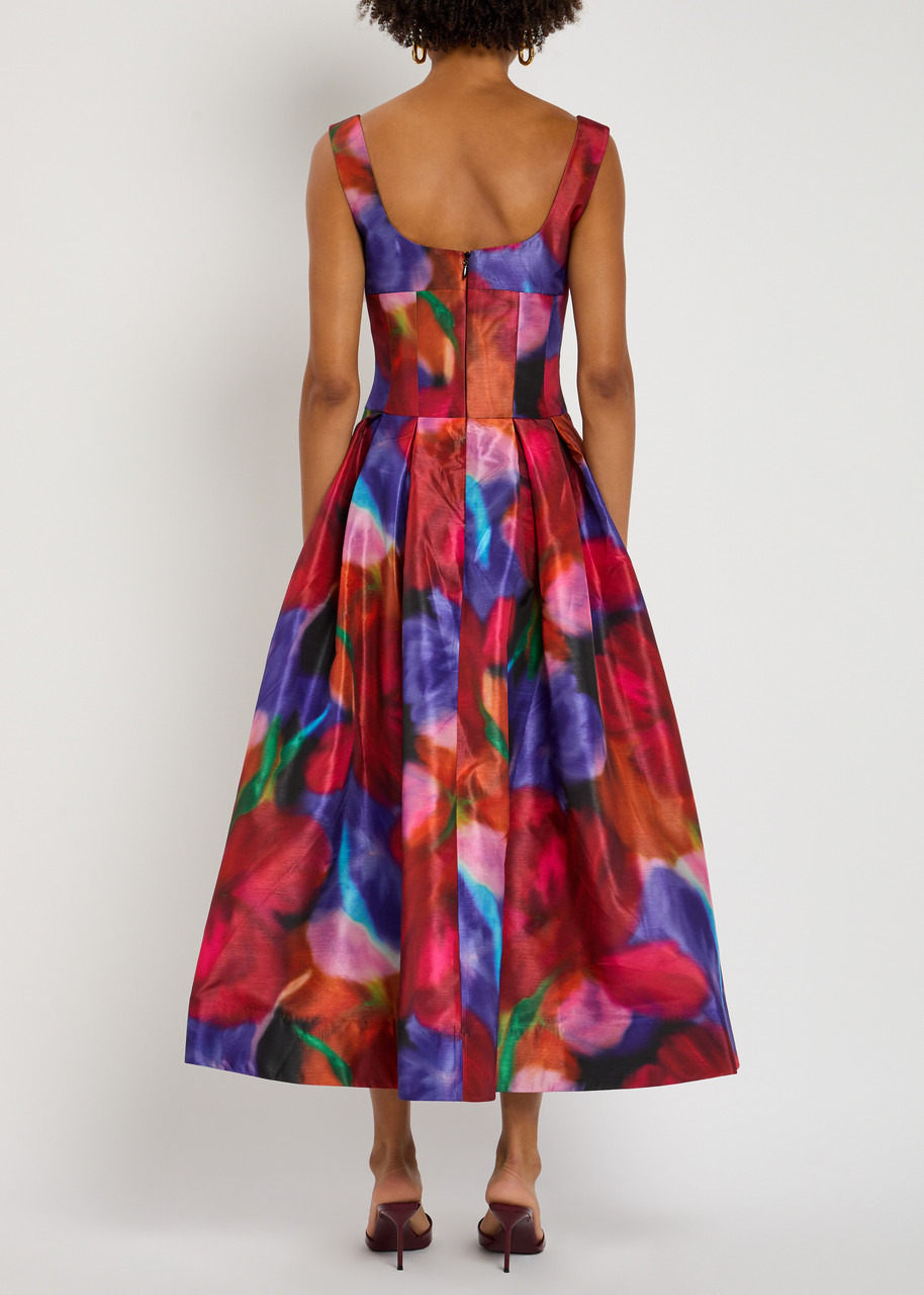 Rebecca Vallance Cabaret Roses Printed Satin Midi Dress - 3