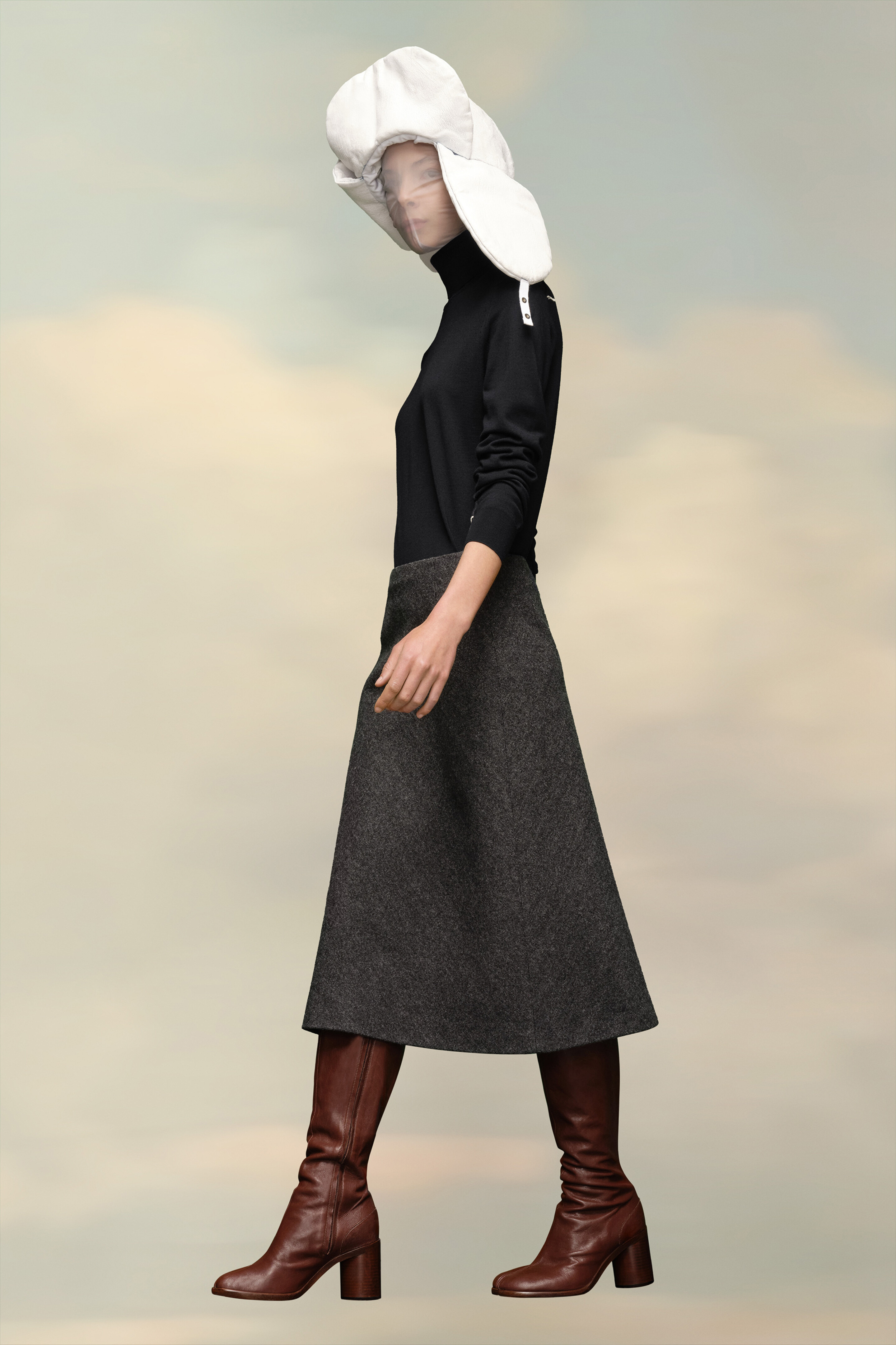 Herringbone A-Line Skirt - 4