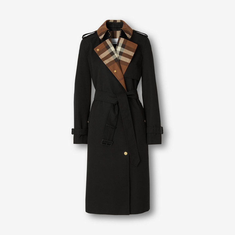 Check Panel Cotton Gabardine Trench Coat - 1