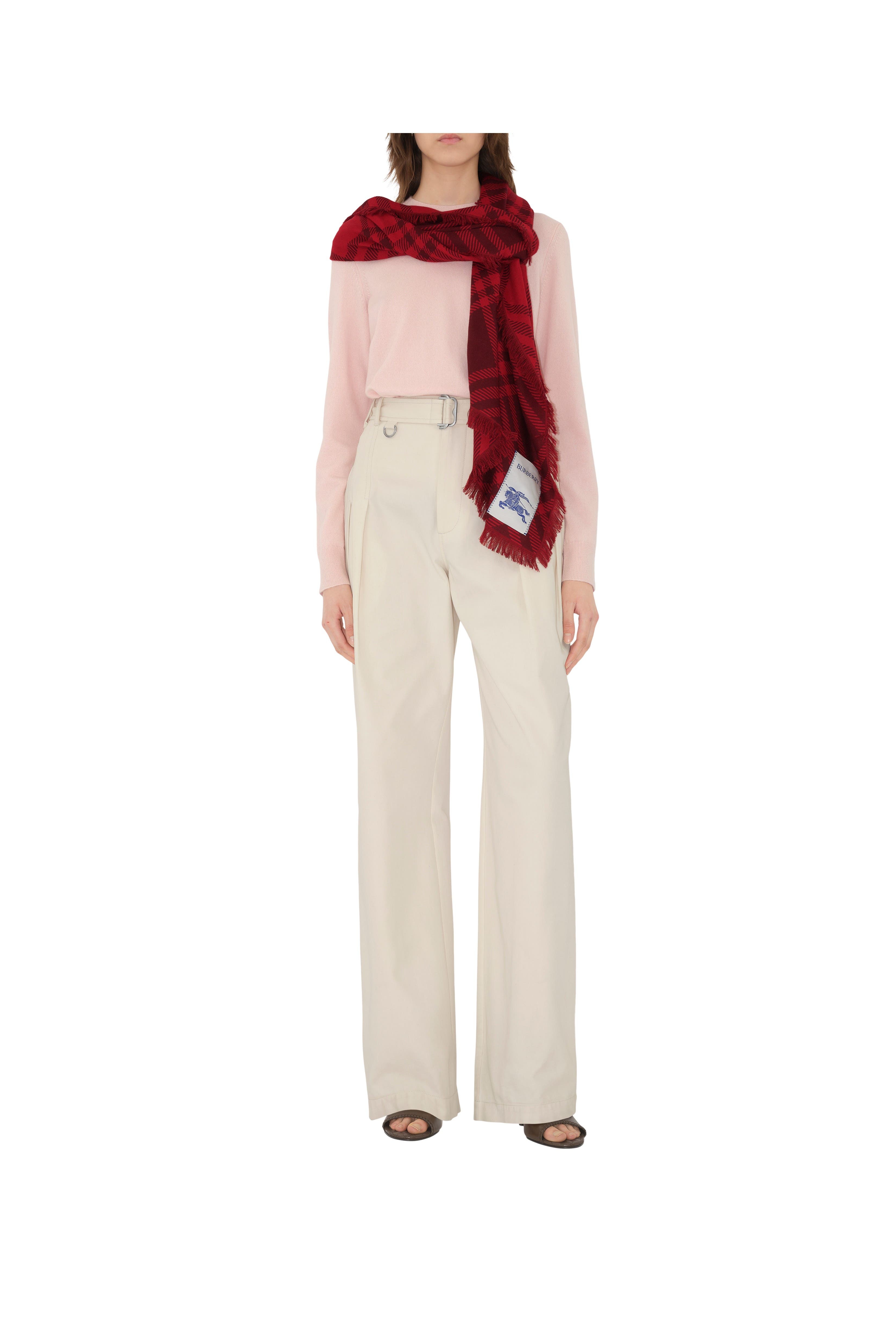 burberry Wide Check Wool Silk Scarf in Oxblood/pillar at Nordstrom - 3